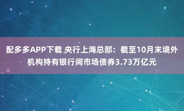 配多多APP下载 央行上海总部：截至10月末境外机构持有银行间市场债券3.73万亿元