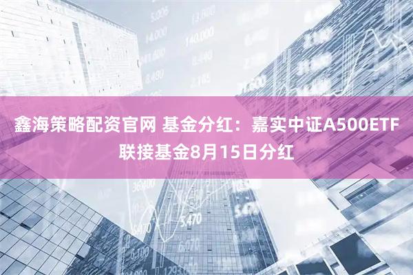 鑫海策略配资官网 基金分红：嘉实中证A500ETF联接基金8月15日分红